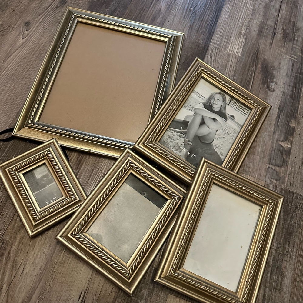 Rustic gold picture frame set